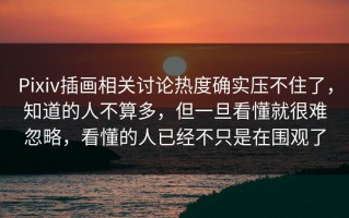 Pixiv插画相关讨论热度确实压不住了，知道的人不算多，但一旦看懂就很难忽略，看懂的人已经不只是在围观了