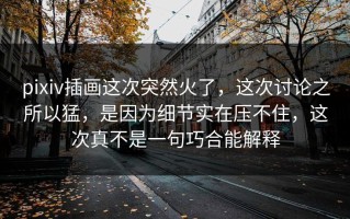 pixiv插画这次突然火了，这次讨论之所以猛，是因为细节实在压不住，这次真不是一句巧合能解释