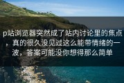 p站浏览器突然成了站内讨论里的焦点，真的很久没见过这么能带情绪的一波，答案可能没你想得那么简单