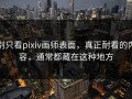 别只看pixiv画师表面，真正耐看的内容，通常都藏在这种地方