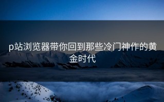 p站浏览器带你回到那些冷门神作的黄金时代