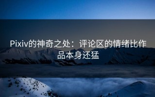Pixiv的神奇之处：评论区的情绪比作品本身还猛