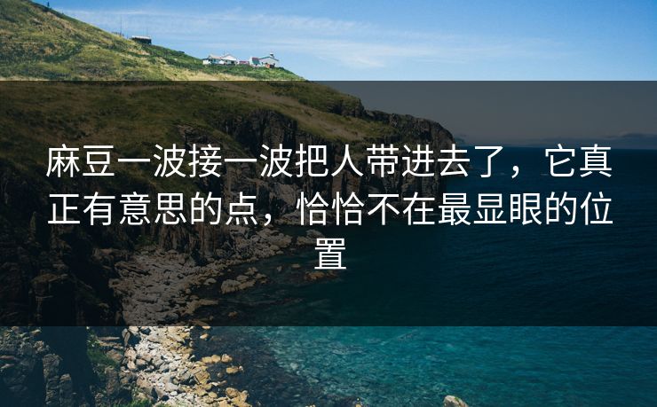 麻豆一波接一波把人带进去了，它真正有意思的点，恰恰不在最显眼的位置